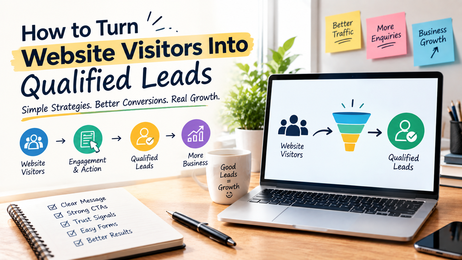 Turning website visitors into qualified leads through website conversion strategies